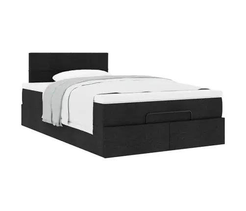 Ottomani Voodi Madratsiga, Must, 120X190 cm Kangas