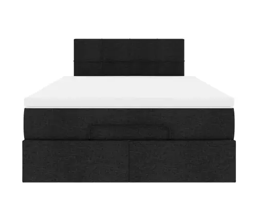Ottomani Voodi Madratsiga, Must, 120X190 cm Kangas
