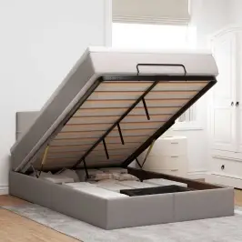 Osmaņu Gultas Rāmis Ar Matrača Pelēkbrūns 120X190Cm Audums Vidaxl