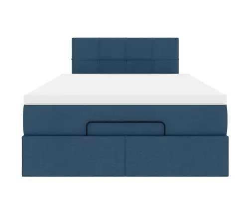 Osmaņu Gultas Rāmis Ar Matrača Zils 120X190Cm Audums Vidaxl