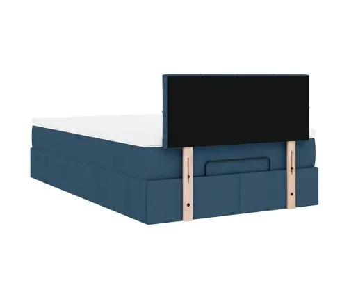 Osmaņu Gultas Rāmis Ar Matrača Zils 120X190Cm Audums Vidaxl