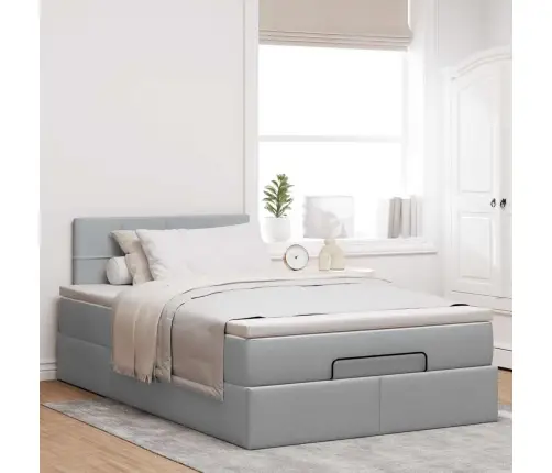 Osmanų Lova Su Čiužiniu, Pilkas, 120X200cm Audinys