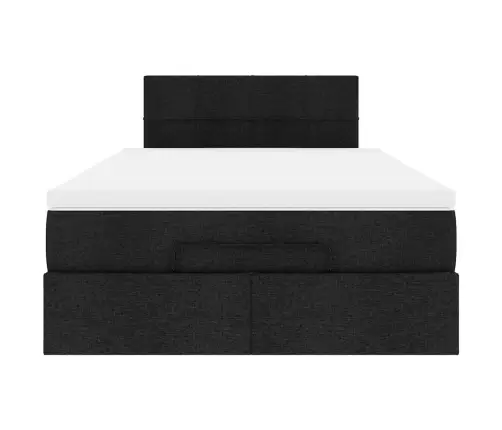 Osmaņu Gultas Rāmis Ar Matrača Melns 120X200 Cm Audums Vidaxl