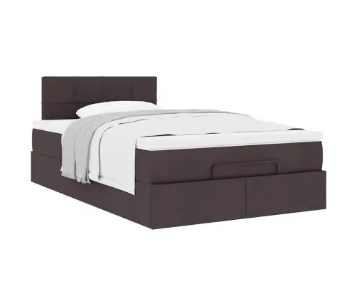 Osmaņu Gultas Rāmis Ar Matrača Tumši Brūns 120X200 Cm Audums Vidaxl