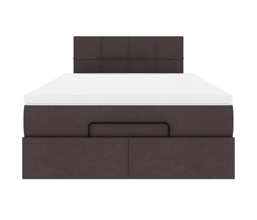 Osmaņu Gultas Rāmis Ar Matrača Tumši Brūns 120X200 Cm Audums Vidaxl