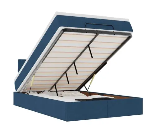 Osmaņu Gultas Rāmis Ar Matrača Zils 120X200 Cm Audums Vidaxl