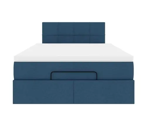 Osmaņu Gultas Rāmis Ar Matrača Zils 120X200 Cm Audums Vidaxl