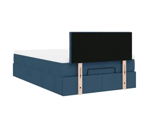 Osmaņu Gultas Rāmis Ar Matrača Zils 120X200 Cm Audums Vidaxl