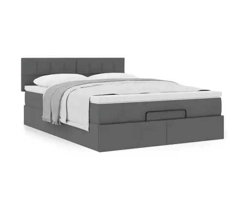 Osmanų Lova Su Čiužiniu, Pilkas, 140X190cm Audinys