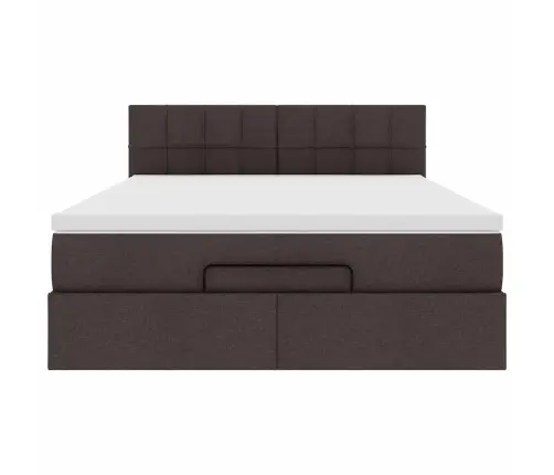 Osmaņu Gulta Ar Matraci, Tumši Brūns, 140X190 Cm, Audums Vidaxl