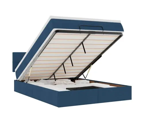 Osmaņu Gulta Ar Matraci, Zils, 140X190 Cm, Audums Vidaxl