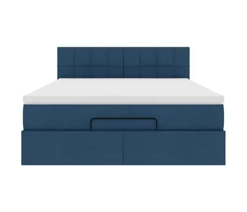 Osmaņu Gulta Ar Matraci, Zils, 140X190 Cm, Audums Vidaxl