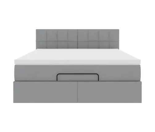 Ottomani Voodi Madratsiga, Helehall, 140X200 cm Kangas