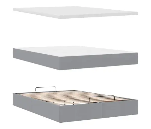 Ottomani Voodi Madratsiga, Helehall, 140X200 cm Kangas