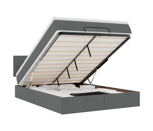 Osmanų Lova Su Čiužiniu, Pilkas, 140X200cm Audinys