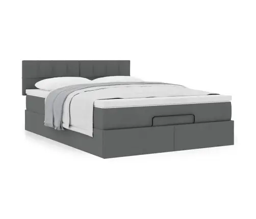 Osmanų Lova Su Čiužiniu, Pilkas, 140X200cm Audinys