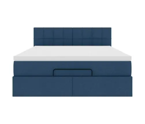 Osmanų Lovos Rėmas Su Čiužiniu, Mėlynas, 140X200cm Audinys