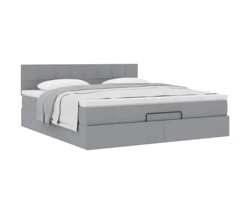 Ottomani Voodi Madratsiga, Helehall, 160X200 cm Kangas