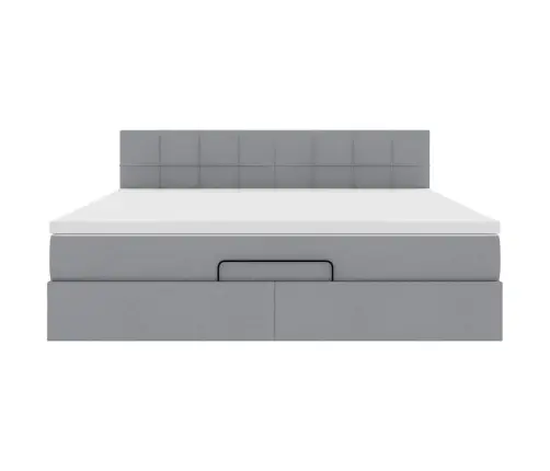 Ottomani Voodi Madratsiga, Helehall, 160X200 cm Kangas