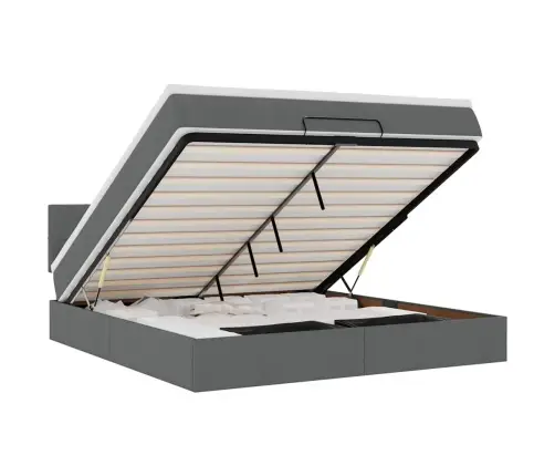 Osmanų Lovos Rėmas Su Čiužiniu, Pilkas, 160X200 cm Audinys