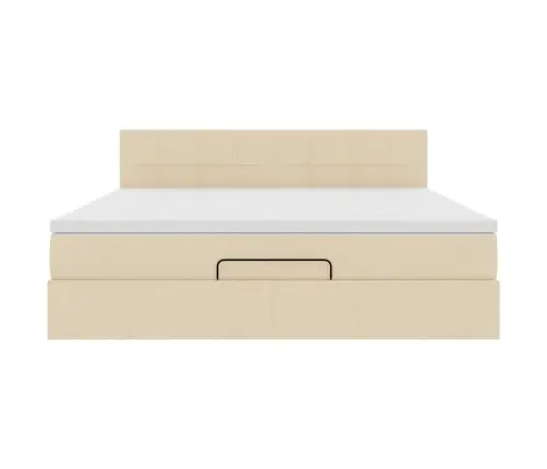 Osmanų Lovos Rėmas Su Čiužiniu, Kreminis, 160X200 cm Audinys