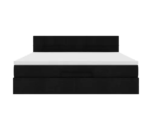 Ottomani Voodi Madratsiga, Must, 180X200 cm Kangas