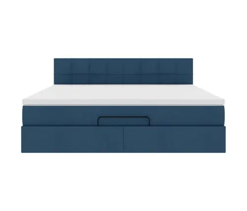 Osmaņu Gultas Rāmis Ar Matrača Zils 180X200 Cm Audums Vidaxl