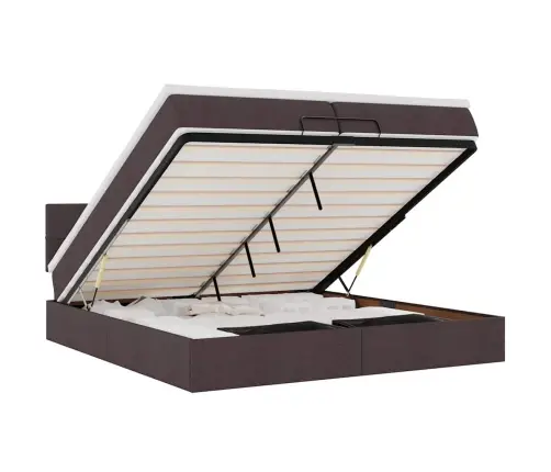 Osmaņu Gultas Rāmis Ar Matrača Tumši Brūns 200X200 Cm Audums Vidaxl