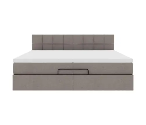 Osmaņu Gultas Rāmis Ar Matrača Pelēkbrūns 200X200 Cm Audums Vidaxl