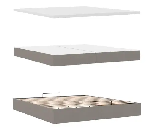 Osmaņu Gultas Rāmis Ar Matrača Pelēkbrūns 200X200 Cm Audums Vidaxl