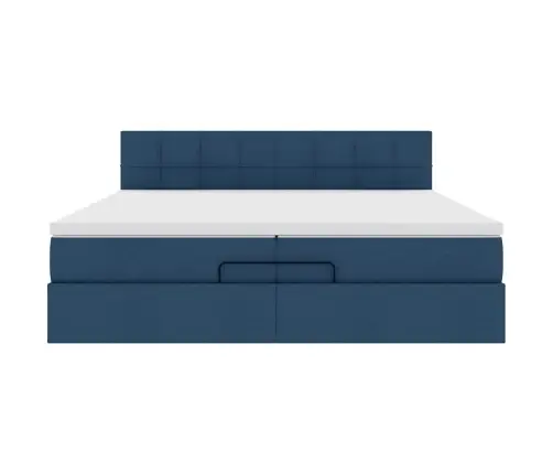 Osmaņu Gultas Rāmis Ar Matrača Zils 200X200 Cm Audums Vidaxl Osmaņu Gultas Rāmis Ar Matrača Zils 200X200 Cm Audums Vidaxl