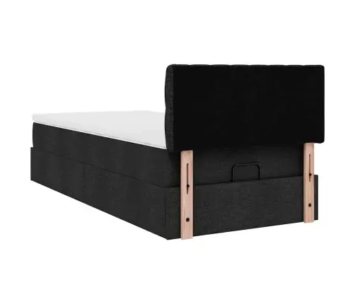 Osmaņu Gultas Rāmis Ar Matrača Melns 90X190 Cm Audums Vidaxl