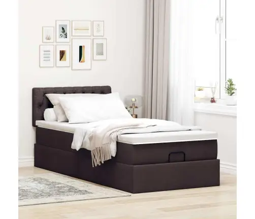 Osmaņu Gultas Rāmis Ar Matrača Tumši Brūns 90X190 Cm Audums Vidaxl