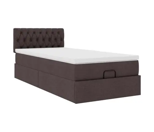 Osmaņu Gultas Rāmis Ar Matrača Tumši Brūns 90X190 Cm Audums Vidaxl