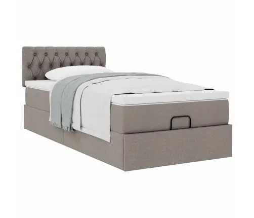 Osmaņu Gultas Rāmis Ar Matrača Pelēkbrūna 90X190 Cm Audums Vidaxl