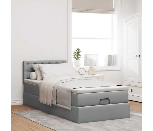 Osmaņu Gulta Ar Matraci Gaiši Pelēks 90X200 Cm Audums Vidaxl