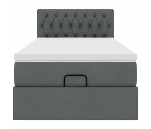 Osmanų Lova Su Čiužiniu, Pilkas, 90X200cm Audinys