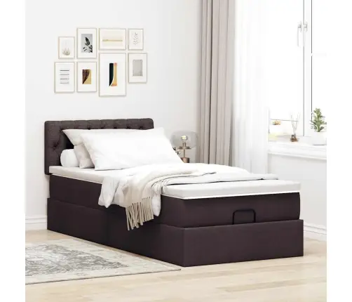 Osmaņu Gultas Rāmis Ar Matrača Tumši Brūns 90X200 Cm Audums Vidaxl