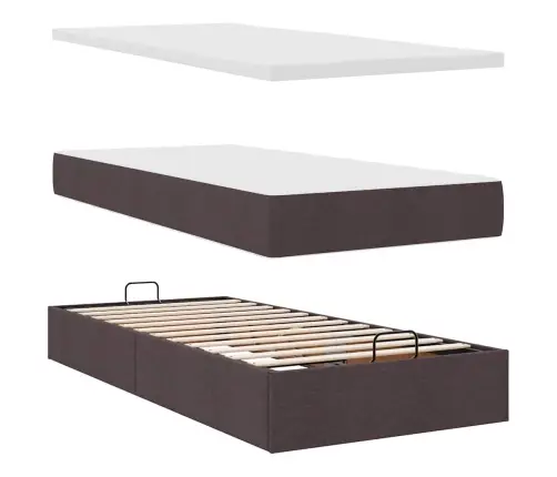 Osmaņu Gultas Rāmis Ar Matrača Tumši Brūns 90X200 Cm Audums Vidaxl