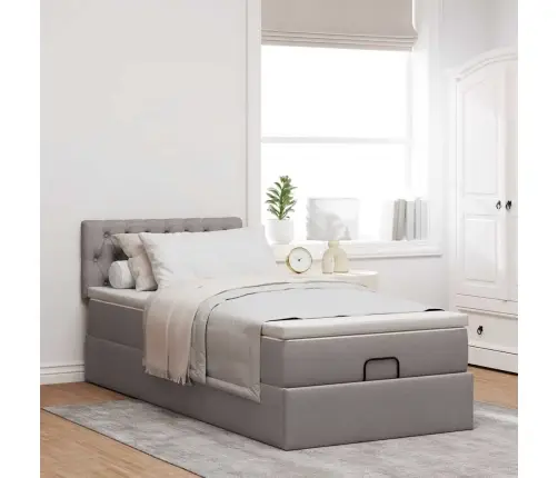 Osmaņu Gultas Rāmis Ar Matrača Pelēkbrūna 90X200 Cm Audums Vidaxl