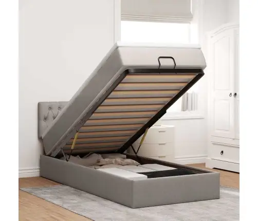 Osmaņu Gultas Rāmis Ar Matrača Pelēkbrūna 90X200 Cm Audums Vidaxl