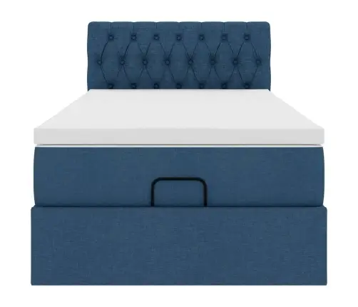 Osmaņu Gultas Rāmis Ar Matrača Zils 90X200 Cm Audums Vidaxl