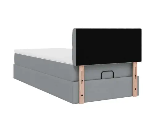 Osmaņu Gultas Rāmis Ar Matrača Gaiši Pelēks 100X200 Cm Audums Vidaxl