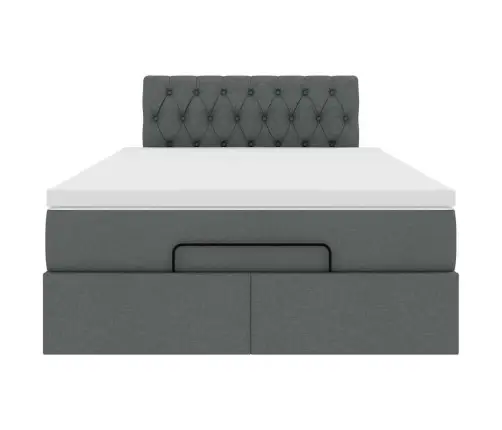 Osmanų Lova Su Čiužiniu, Pilkas, 120X190cm Audinys