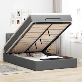 Osmaņu Gultas Rāmis Ar Matrača Tumši Pelēks 120X190 Cm Audums Vidaxl