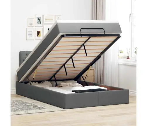 Osmanų Lova Su Čiužiniu, Pilkas, 120X190cm Audinys