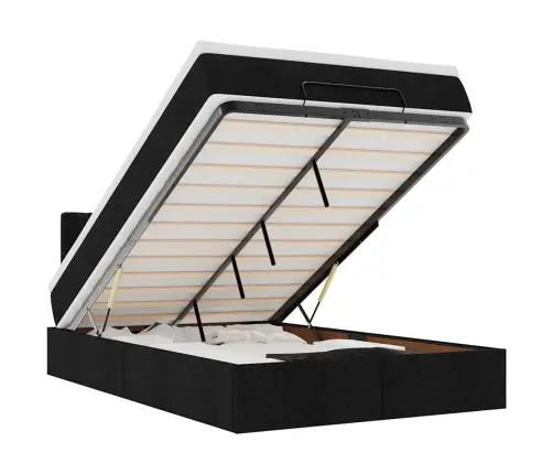 Ottomani Voodi Madratsiga, Must, 120X190 cm Kangas