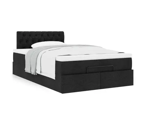 Ottomani Voodi Madratsiga, Must, 120X190 cm Kangas