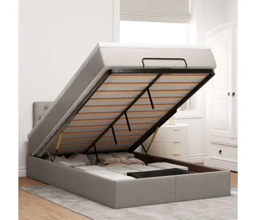 Osmaņu Gultas Rāmis Ar Matrača Pelēkbrūns 120X190Cm Audums Vidaxl