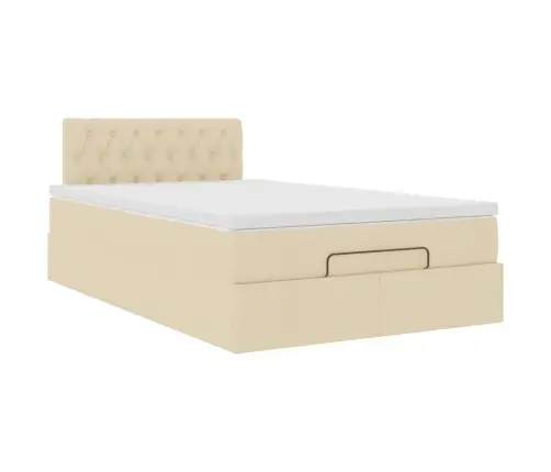 Osmaņu Gultas Rāmis Ar Matrača Krēmkrāsas 120X190Cm Audums Vidaxl